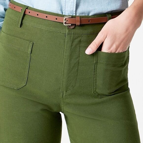 NWT J. Crew Lizzie Wide Leg Pants Size 34 (18) Pine Green High Rise Patch Pocket - Picture 4 of 12